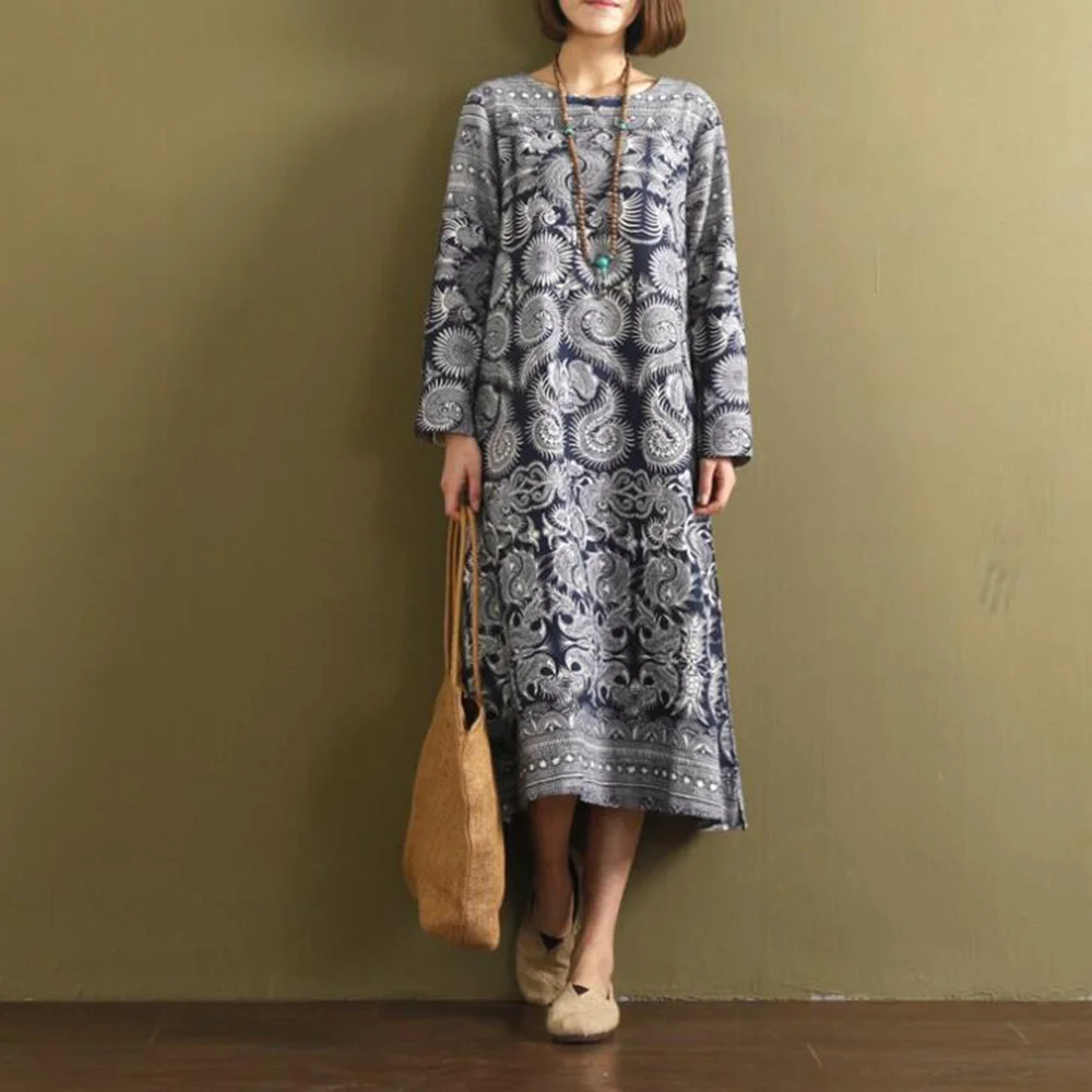 Robe Femme Ete 2020 Абстрактный Цветочный Принт японский Мори девушка до середины икры o