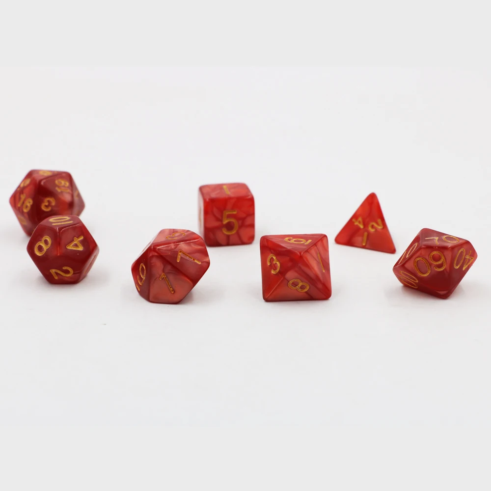 

7 шт./компл. креативные игральные кости для ролевых игр D & D разноцветные кости DND с красным мраморным узором D4 D6 D8 D10 D12 D20