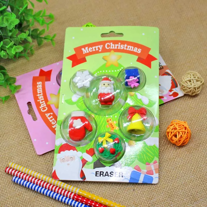 Kawaii Eraser Stationery Creative Cartoon Christmas Tree Set Gifts Student Prizes | Канцтовары для офиса и дома