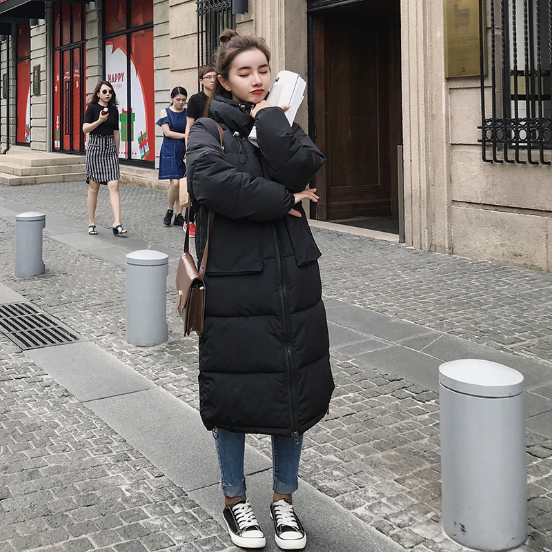 2018 корейские толстые теплые зимние длинные пальто для Для женщин Модная
