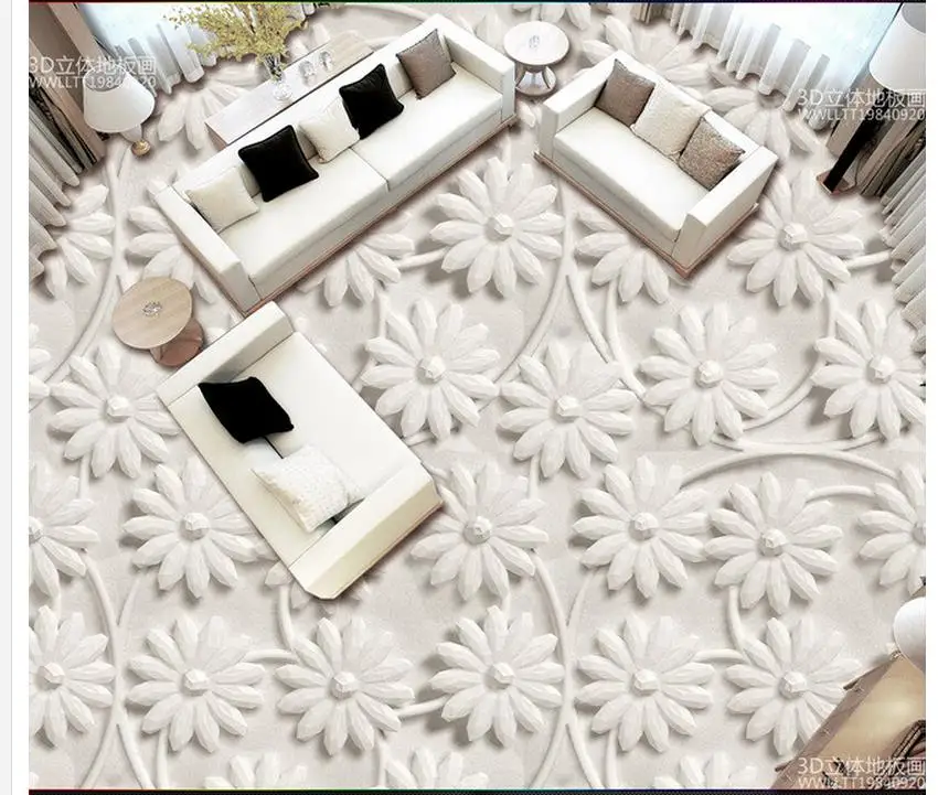 Водостойкие обои для ванной домашнее украшение 3D трехмерные цветы напольная