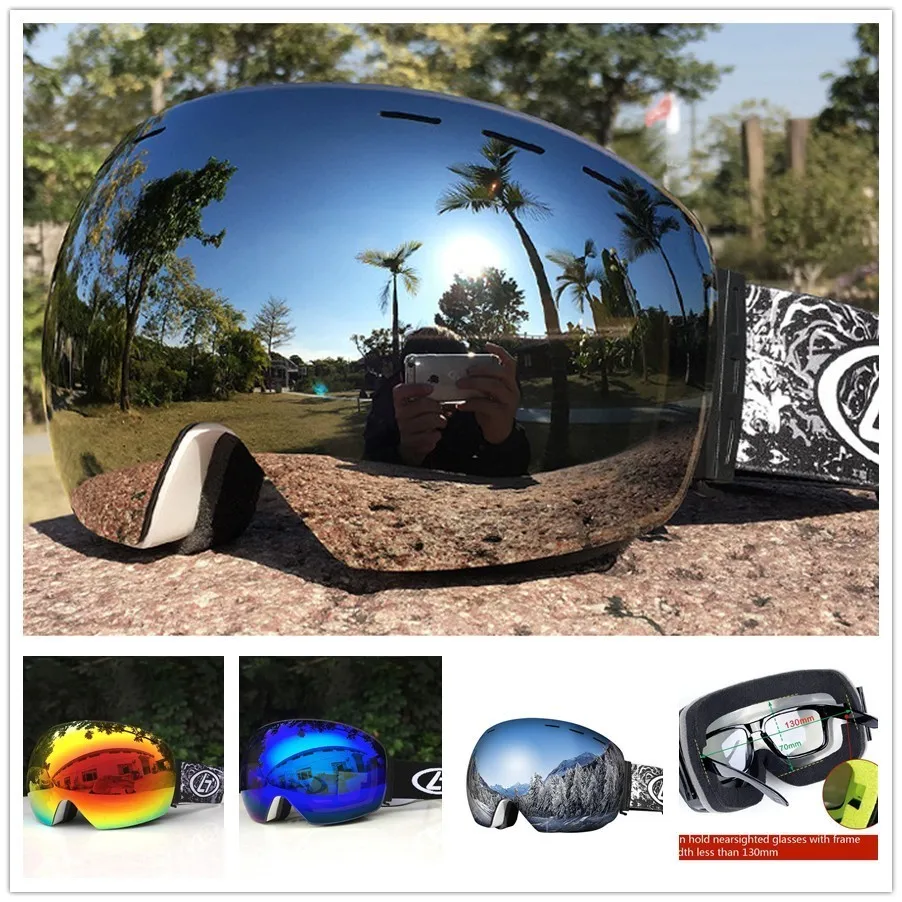 Зимние лыжные очки для сноуборда мужчин и женщин UV400 двойные линзы анти туман