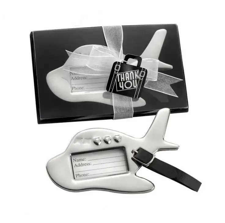 

Newest Wedding favors Airplane Luggage Tag in Gift Box with suitcase tag 50pcs wedding gift tag SN137