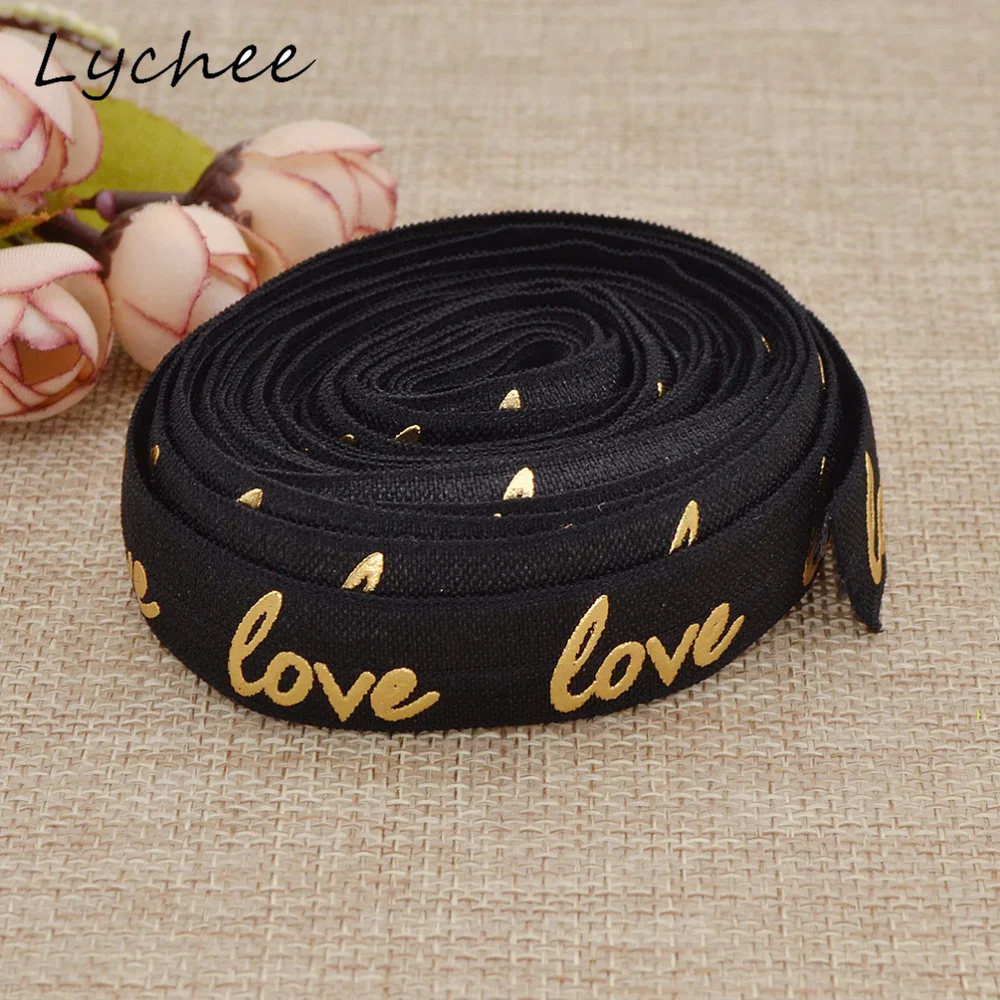 Эластичные кружевные ленты Lychee 5 ярдов с надписью Love и английскими буквами для