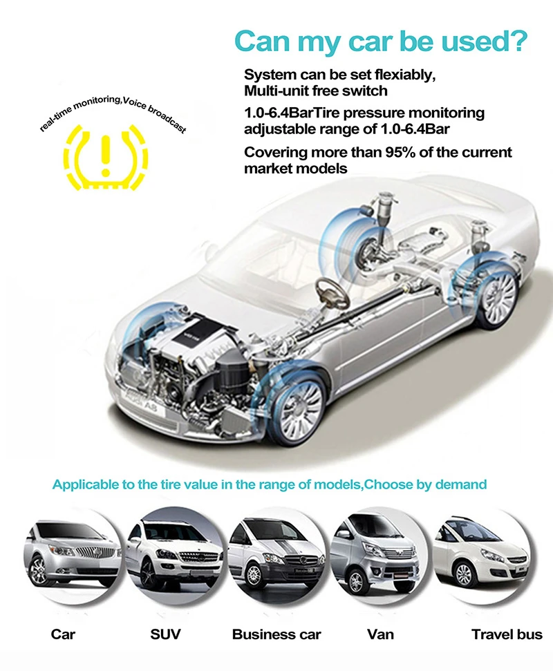 BEESCLOVER Car Bluetooth 4 0 TPMS Android IOS система контроля давления в шинах внутренних датчика