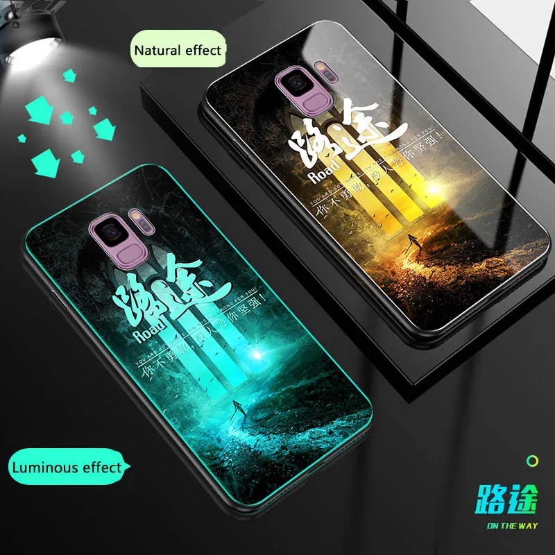 Чехол для телефона, светящийся стеклянный чехол s для samsung Galaxy S8 S9 PLUS, роскошная задняя крышка для samsung Galaxy S9 S8, чехол из закаленного стекла