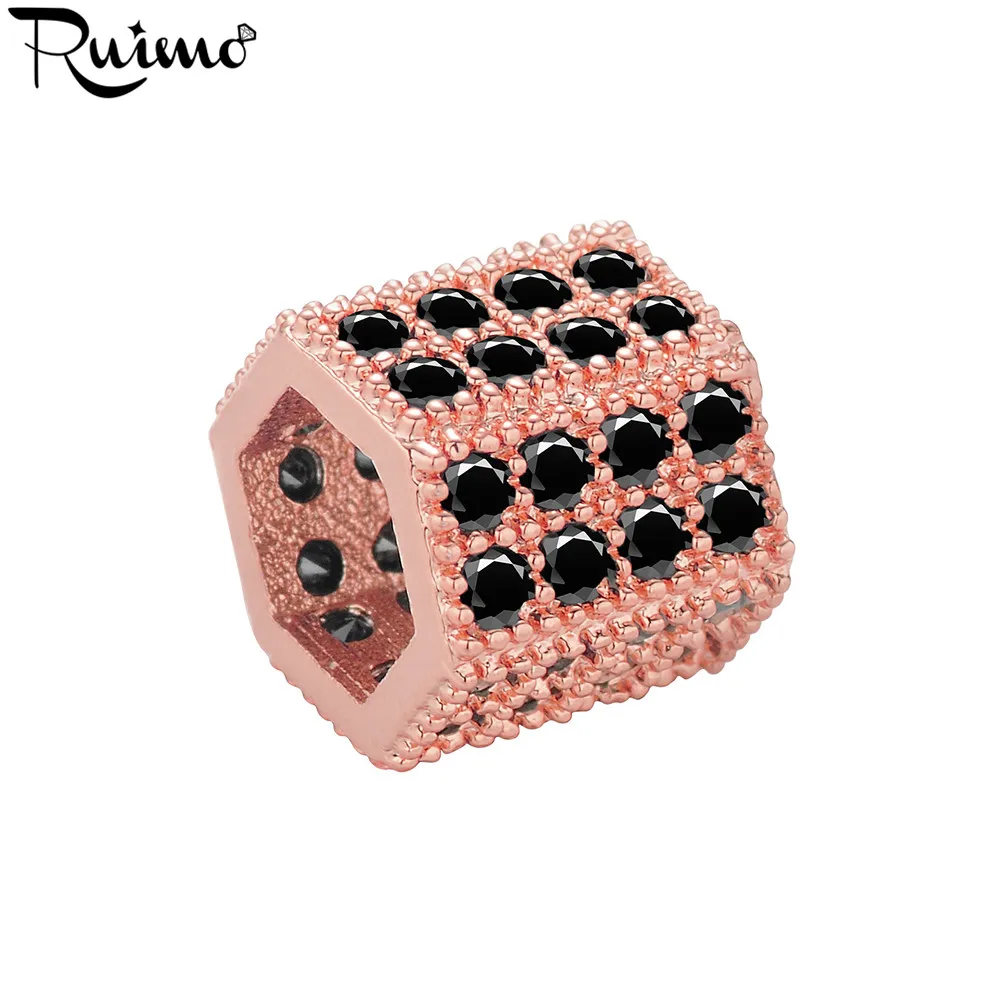 Микро инкрустация RUIMO черные циркониевые шестиугольные призматические шарики