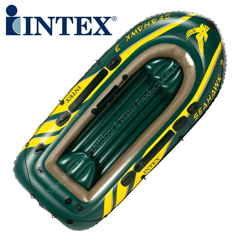 

Intex seahawk 3 person pvc inflatable fishing boat 295*137*43cm boat Aluminium paddle hand pump boston valve rod holder A06006