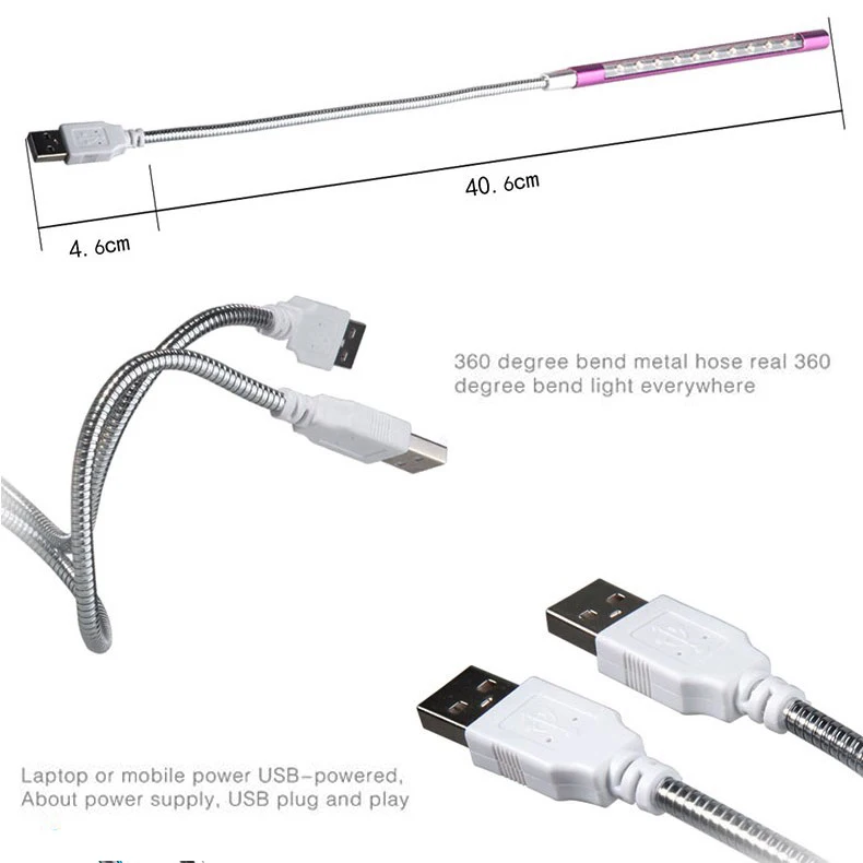 360 градусов USB ленточная Светодиодная настольная лампа постоянного тока 5 В