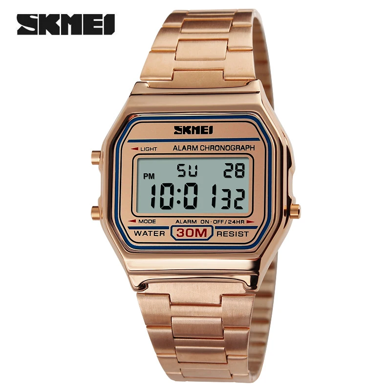 Relogio Feminino SKMEI часы женские модные роскошные часы из розового золота Reloj Mujer водонепроницаемые женские цифровые часы из нержавеющей стали