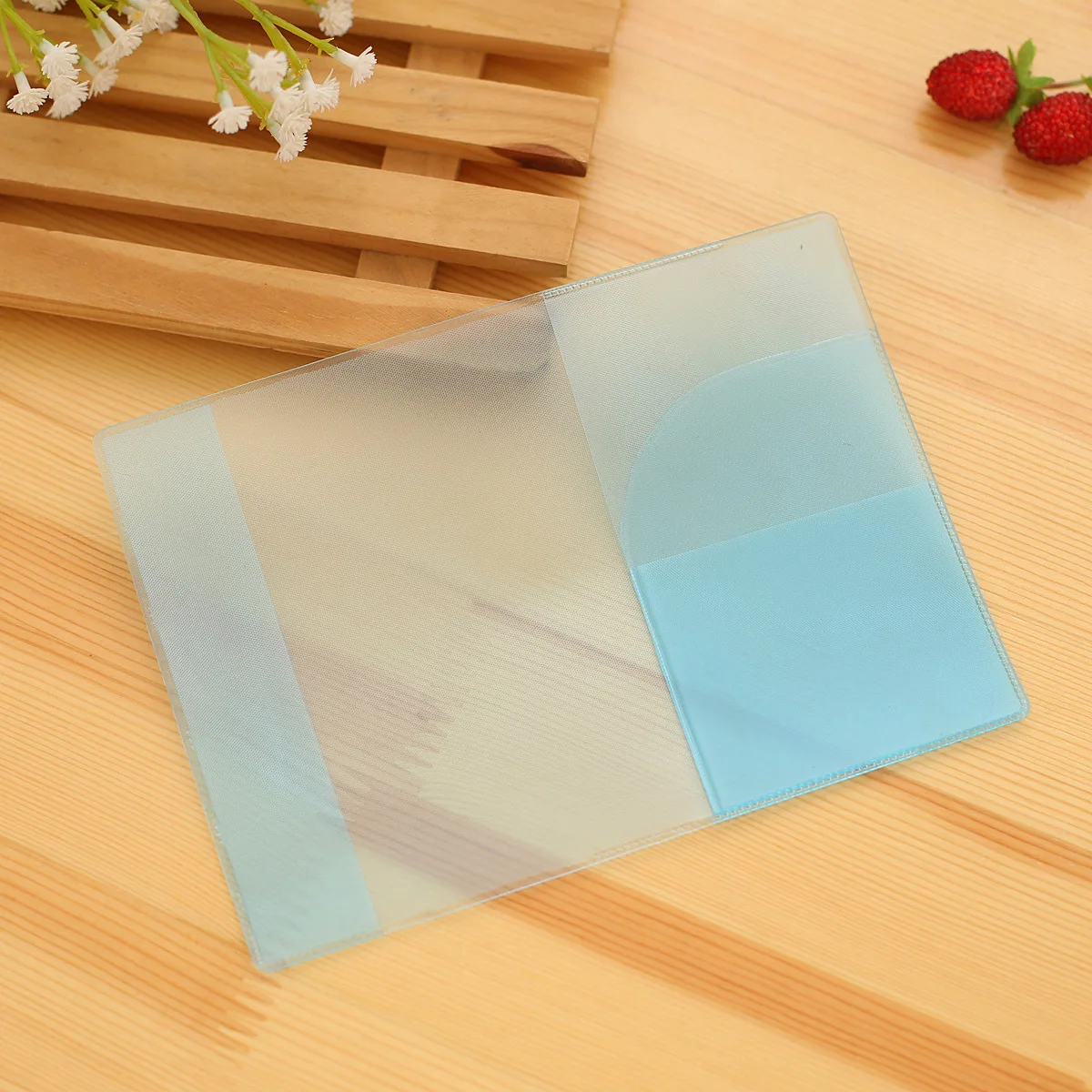 Чехол держатель для паспорта карамельных цветов прозрачный карт