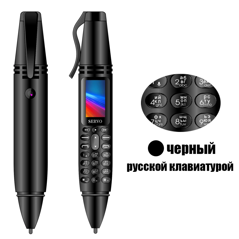 Black Rus Button Мини-ручка для мобильных телефонов 0,9", миниатюрный экран, GSM, две sim-карты, камера, фонарик, Bluetooth, набор номера, мобильный телефон с записывающей ручкой, SERVO K07 - Цвет: Black Rus Button