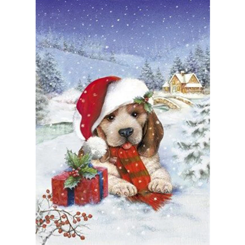 Рождественский подарок картина Алмазная дрель Круглый Полный камень бисер