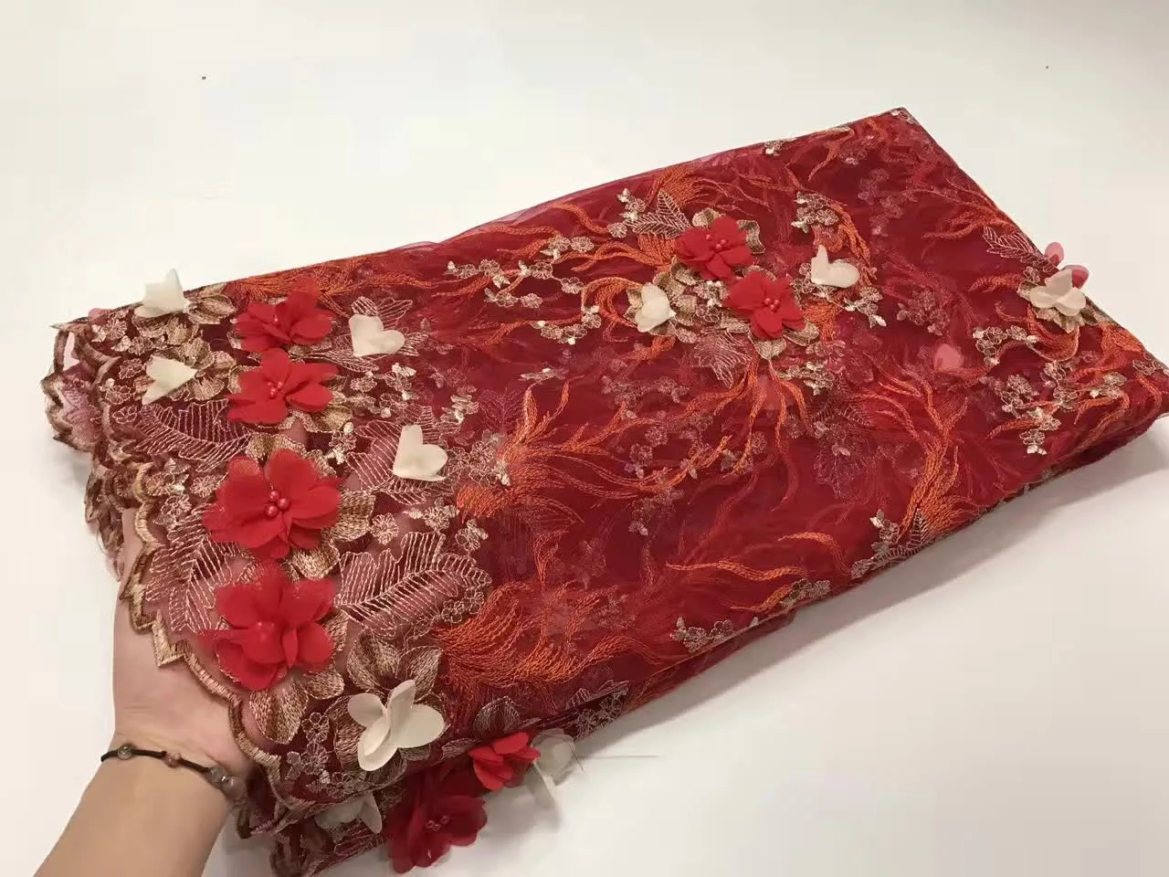 Luxury french laces fabric embroidered nigerian new design african flower beaded lace with rhinestones | Дом и сад