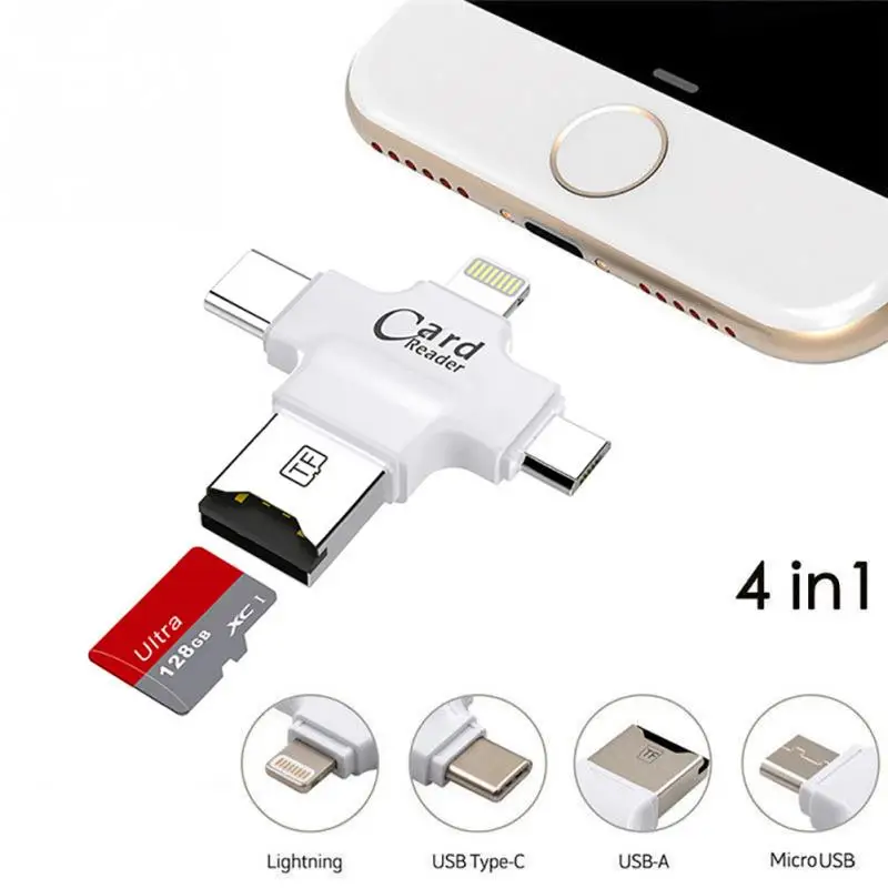 4 в 1 кард-ридер type C Micro USB адаптер Micro SD кард-ридер для iPhone/iPad Smart OTG