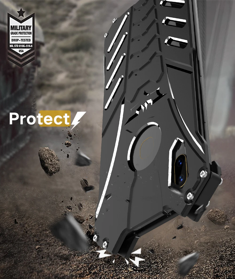 

R-JUST Luxury Protect Phone case for VIVO Y85 Metal Aluminum Shockproof Cover for vivo V9 Armor anti-knock cases Funda