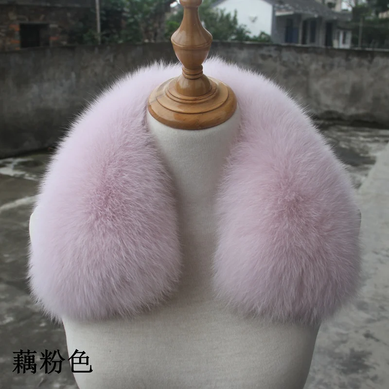 pink Новая мода натуральный Лисий меховой воротник для зимнего пальто для женщин и мужчин Настоящий Лисий Мех Шарфы для курток натуральный мех аксессуары - Цвет: pink