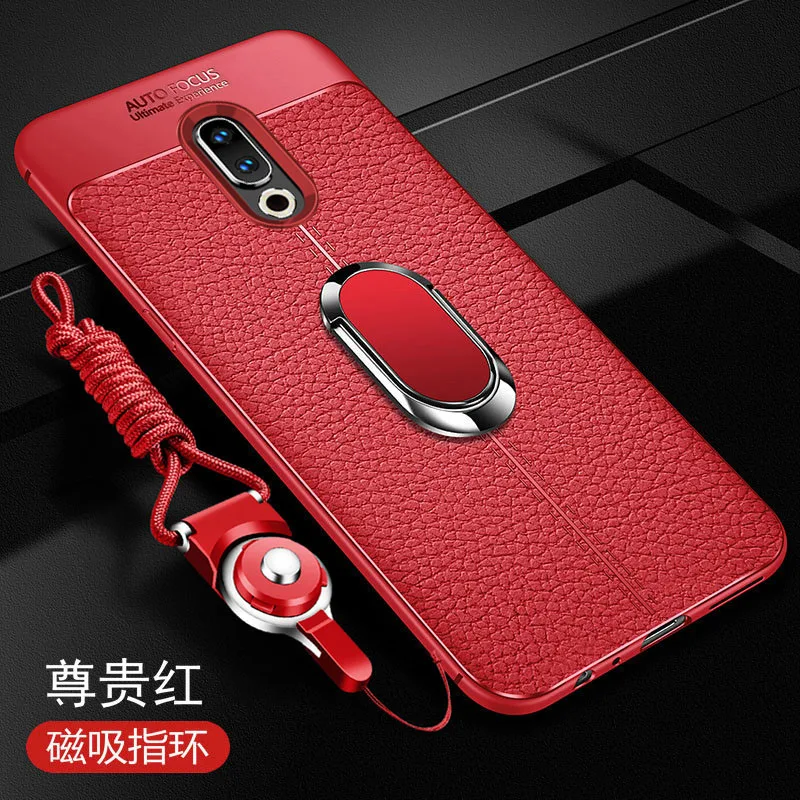 red Для meizu 16 Plus чехол из роскошной кожи с подставкой и кольцом магнит защитный чехол на заднюю панель для meizu 16 16 plus оболочка - Цвет: red
