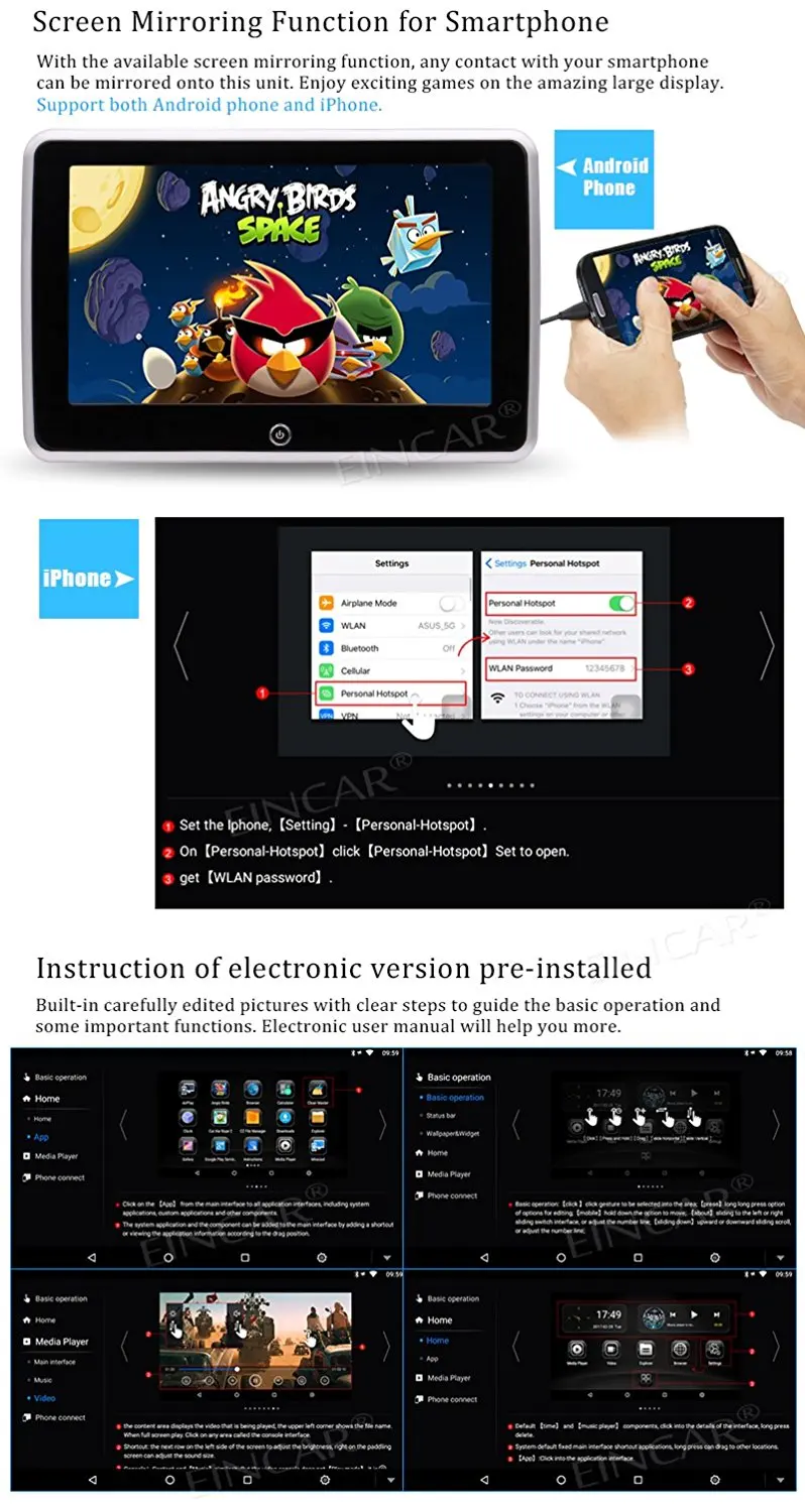 10 1 дюймов подголовник Android 6 0 сенсорный экран монитор заднего сиденья AV/TF/USB HDMI
