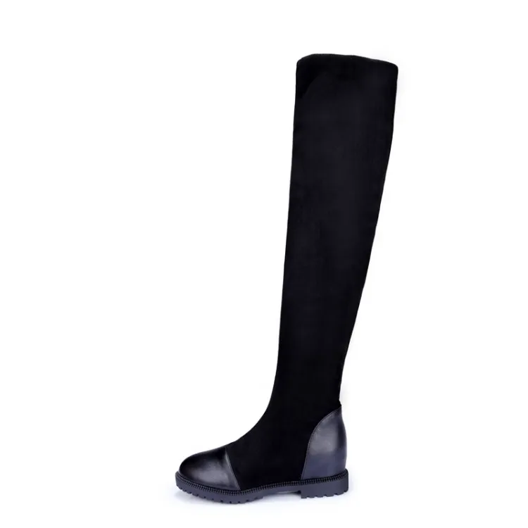 Г. Botas Mujer, большой размер 34-43, фирменный дизайн, Лоскутные цвета, ботфорты выше колена на толстой подошве, на платформе, облегающие длинные осенне-зимние X61-5