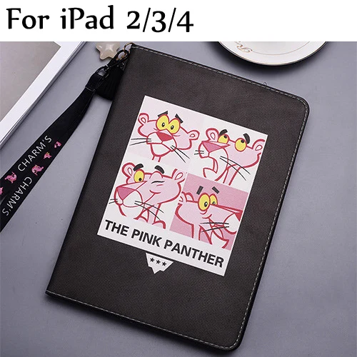 Смарт-часы кожаный чехол для нового iPad /, air/air2, 2/3/4, iPad pro 9," милый пантера Детские планшеты Cover w/ремешок на руку+ подарки - Цвет: 04 ipad 2 3 4