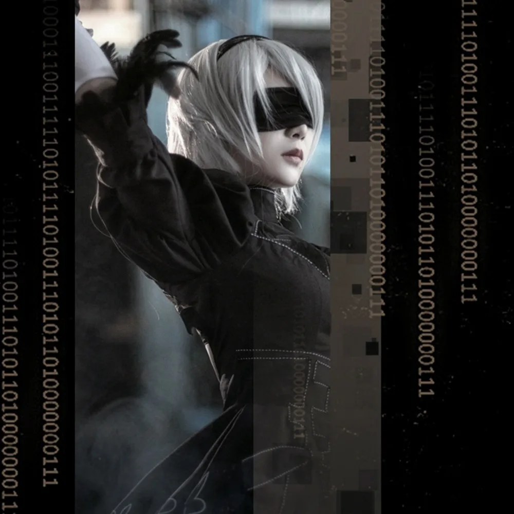 Женский костюм для косплея Nier Automata 2B нарядное черное платье Хэллоуина вечерние