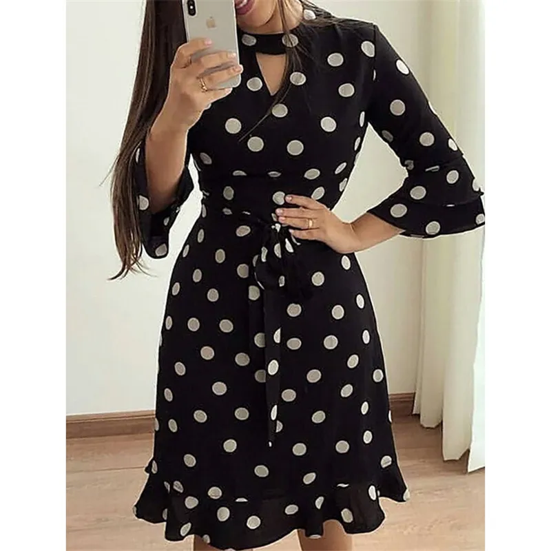 Женское платье с цветочным принтом/в горошек женское облегающее Boho коротким