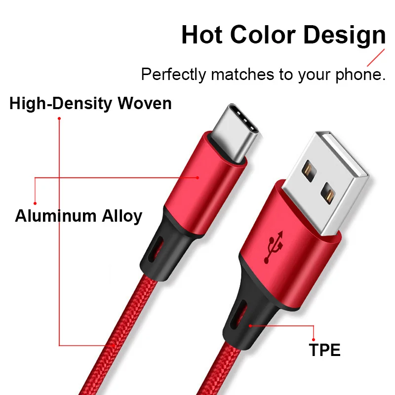 1 м/3 фута 2.5A Micro usb type-C быстрая зарядная зарядка зарядное устройство кабель синхронизации данных провод для Samsung Galaxy S10 S9 S8 Plus A9 A8s A6s