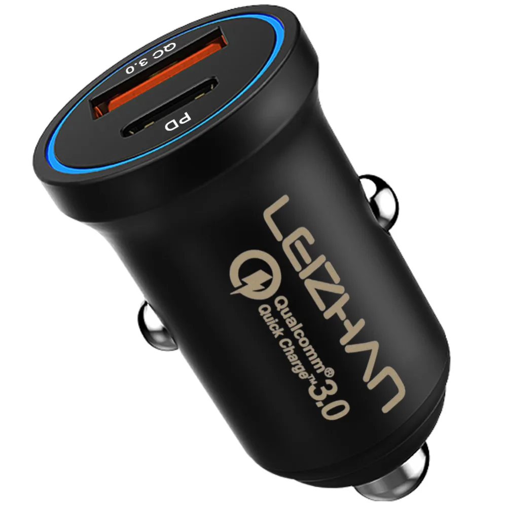 LEIZHAN Быстрая зарядка PD 4 0 QC3.0 автомобильное USB зарядное устройство C быстрое для