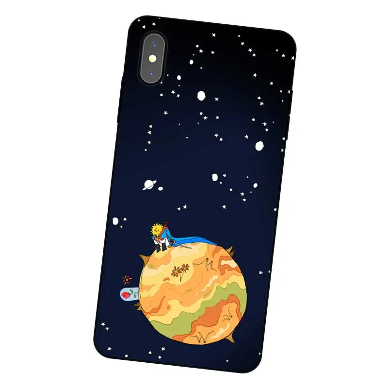 N349 Маленький принц Черный силиконовый чехол для Apple iPhone 11 Pro XR XS Max X 8 7 6 6S Plus 5 5S SE |
