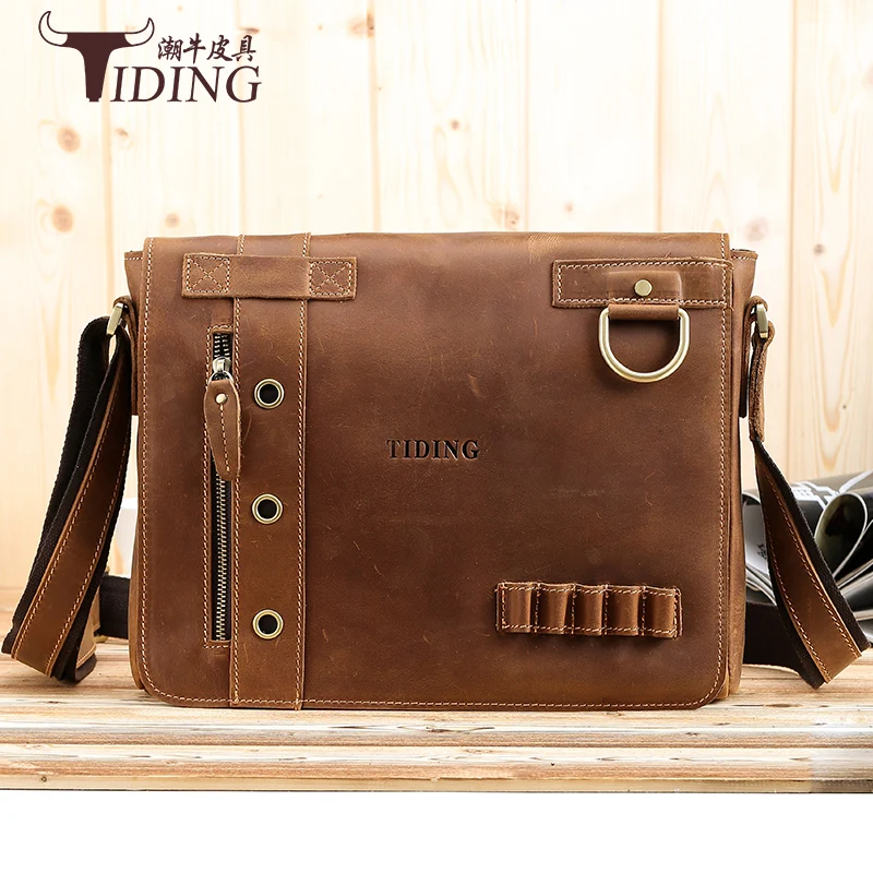 Сумка-мессенджер мужская из кожи Крейзи Хорс винтажный саквояж на плечо для