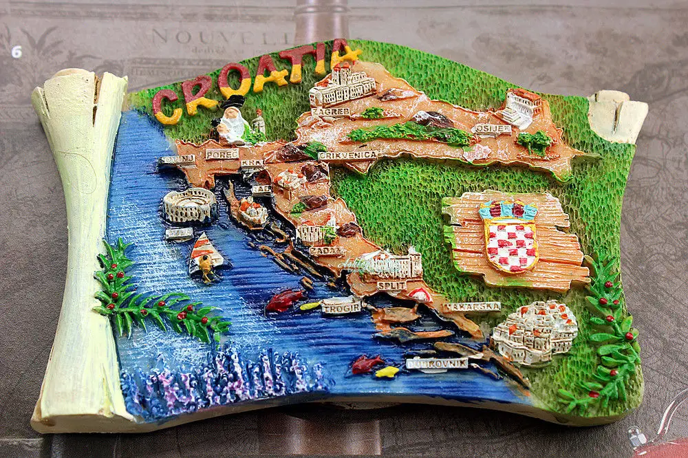 Карта Croatia туристический дорожный сувенир 3D декоративный магнит на