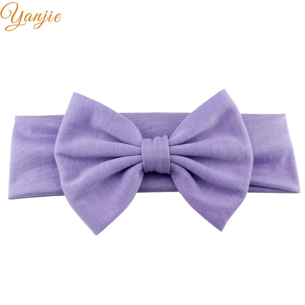 lavender 10 шт./лот, 5 дюймов, банты для волос, хлопковая повязка на голову,, однотонные мягкие эластичные резинки для волос, аксессуары для волос для девочек, банты для девочек, Diademas Mujer - Цвет: lavender
