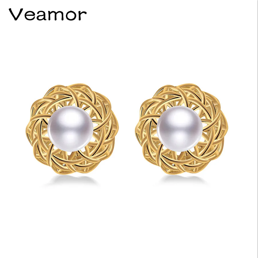 Модные ювелирные изделия милые жемчужные серьги с цветком 100% натуральный
