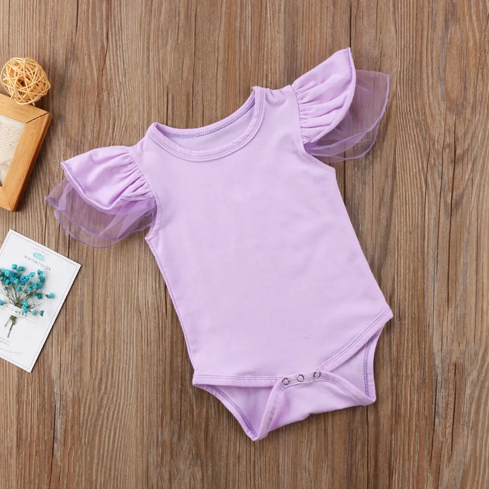 

2018 Newborn Infant Baby Girl Solid Bodysuit Babies Lace Floral Jumpsuit Outfit Clothes 0-18M