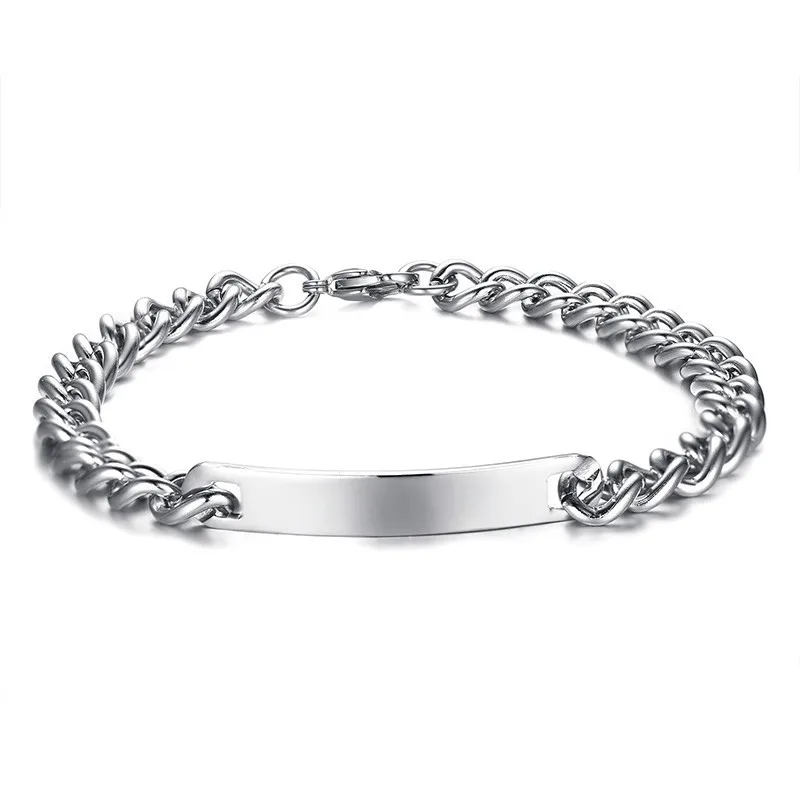 mens silverbracelet Пользовательские координатные цепи браслет именное покрытие персонализированные Нержавеющая сталь пары подарок на день святого Валентина для мужчин и женщин - Окраска металла: mens silverbracelet