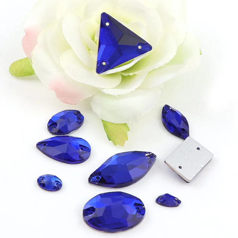 36 шт. смешанный стиль Кристалл Сапфир цвет серебро основа пришить стразы бусины