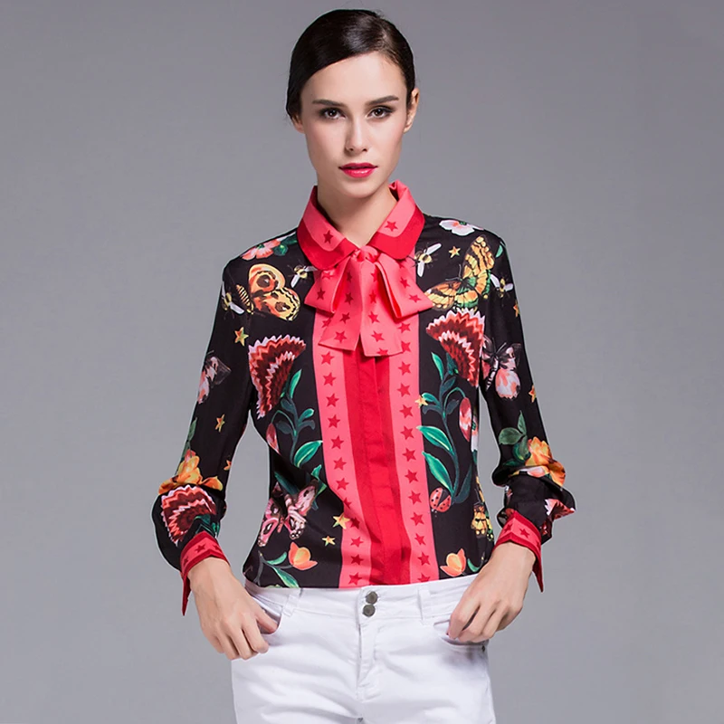 Женская винтажная блузка с длинным рукавом размера плюс XXXL принтом животных и