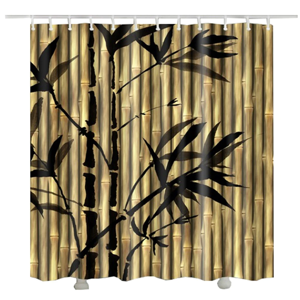 

Bamboo Shower Curtain Printed 3d douche gordijnen Bamboo leaves printed bathroom shower curtain