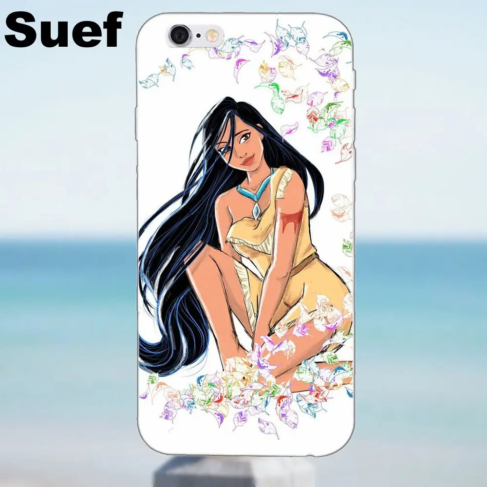 Suef Pocahontas арт роскошный мягкий ТПУ чехол для iPhone X 4 4S 5 5S 5C SE 6 6S 7 8 Plus Samsung Galaxy A3 A5 J1 J3 J5