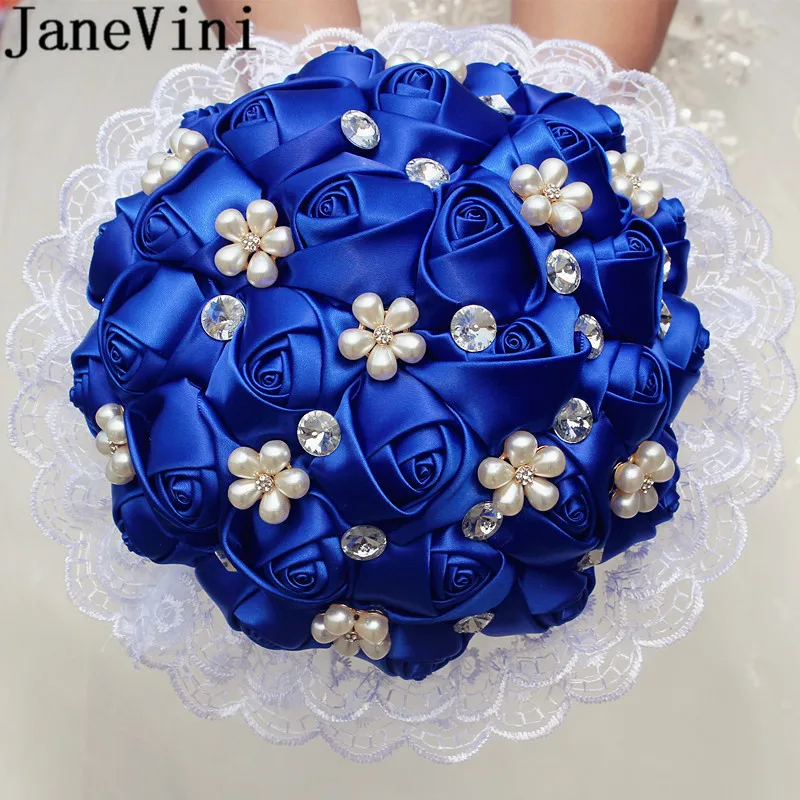 JaneVini 2019 бисерные бордовые Цветочные белые кружевные свадебные букет из бисера