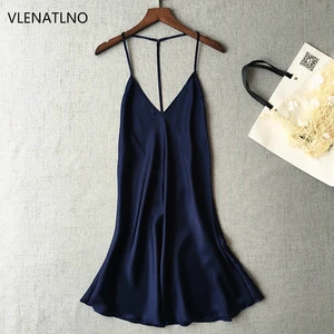 Ночная рубашка женская шелковая атласная, пикантная Ночная сорочка без рукавов с V-образным вырезом, ночная рубашка размера плюс, кружевная одежда для сна