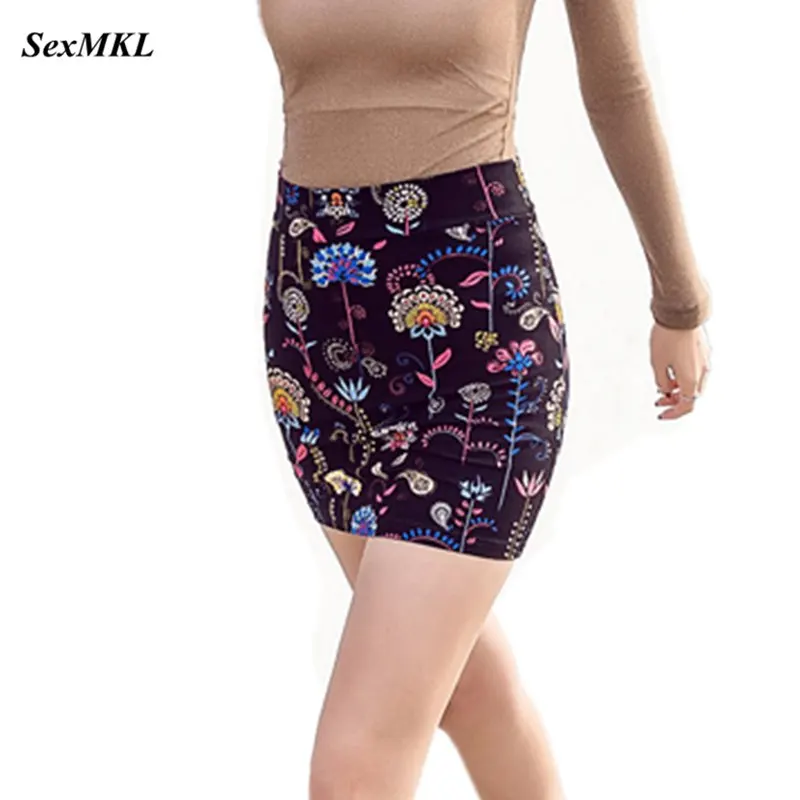 

SEXMKL Plus Size Short Mini Skirts Womens Floral Print Bodycon Hight Waist Skirt Sexy Korean Ladies Streetwear Pencil Skirt Jupe