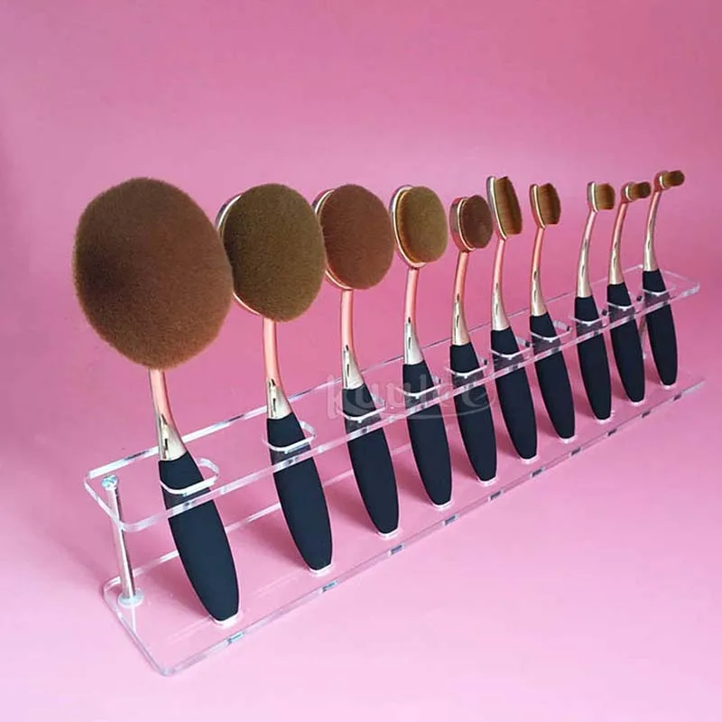 10 ячеек Овальный держатель для кистей макияжа прозрачная стеллаж акриловых