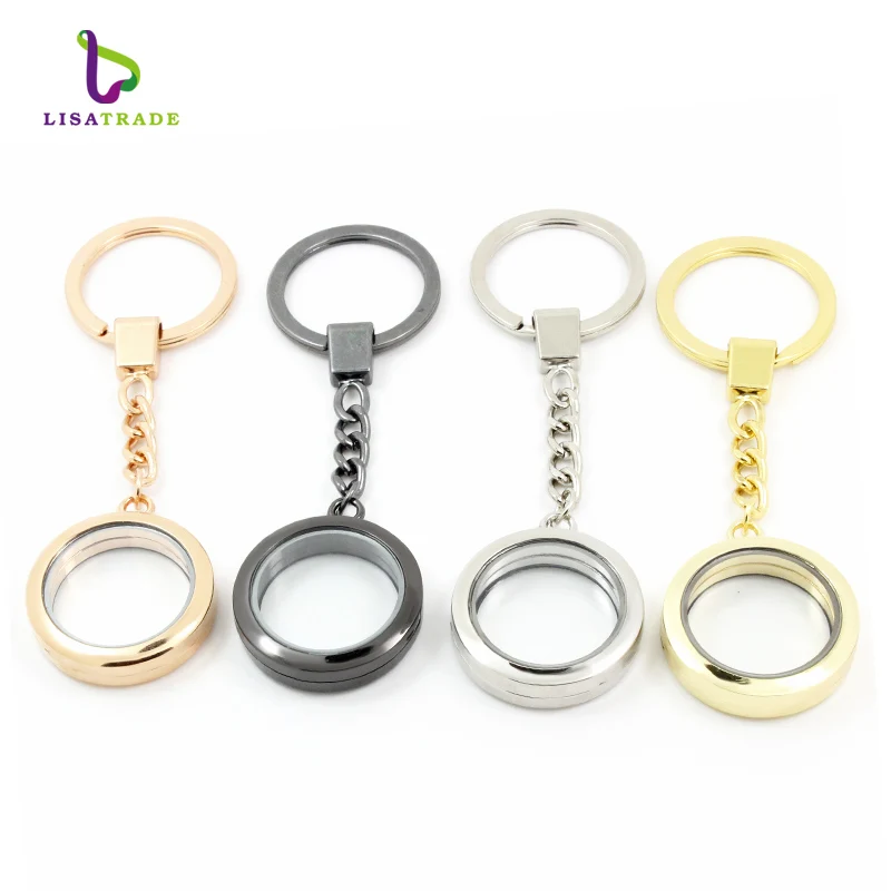 5PCS !! 30mm Round magnetic glass locket keychains floating charm 4 Colors can choose Zinc Alloy LSFK02*5 | Украшения и
