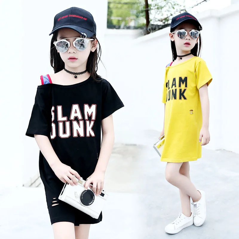 Подростковая одежда для девочек летние одно плечо письмо футболка модные