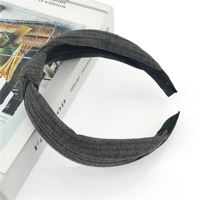 Solid Dark Grey Дикое повязка на голову макияж Для женщин повязки на голову, повязка на голову и сердечком и повязка на голову для девочек узлом повязки на голову; тюрбан, повязки для волос, аксессуары для волос - Цвет: Solid Dark Grey