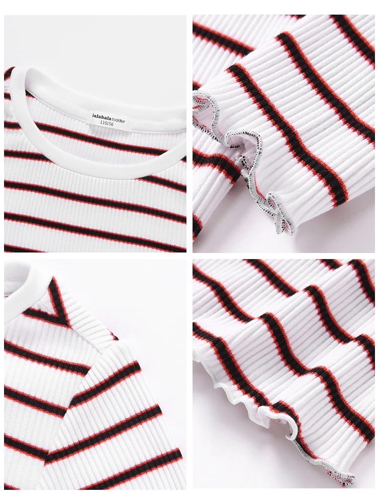 Balabala/детская футболка в полоску с длинными рукавами для девочек топы маленьких