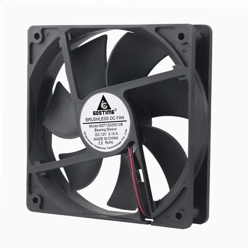 

Gdstime 2 Pcs DC 12V 12cm 120*120mm High Speed 2000RPM Computer PC Case System Cooling Fan 120mm x 25mm 2Pin 12025