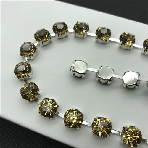lt c topaz Высокое качество, много цветов, ss28, ss38, 45ss хрустальные стразы, круглая цепочка, серебряная основа для ювелирных изделий, изготовления платьев - Цвет: lt c topaz